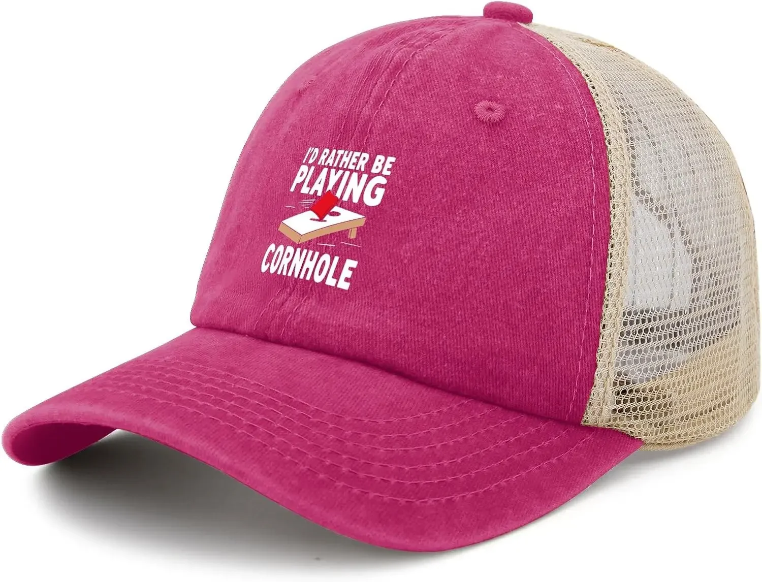 Custom Hat I'd Rather Be Playing Cornhole Cornhole PlayersBall Cap Cool Hats For Men Light Weight Caps