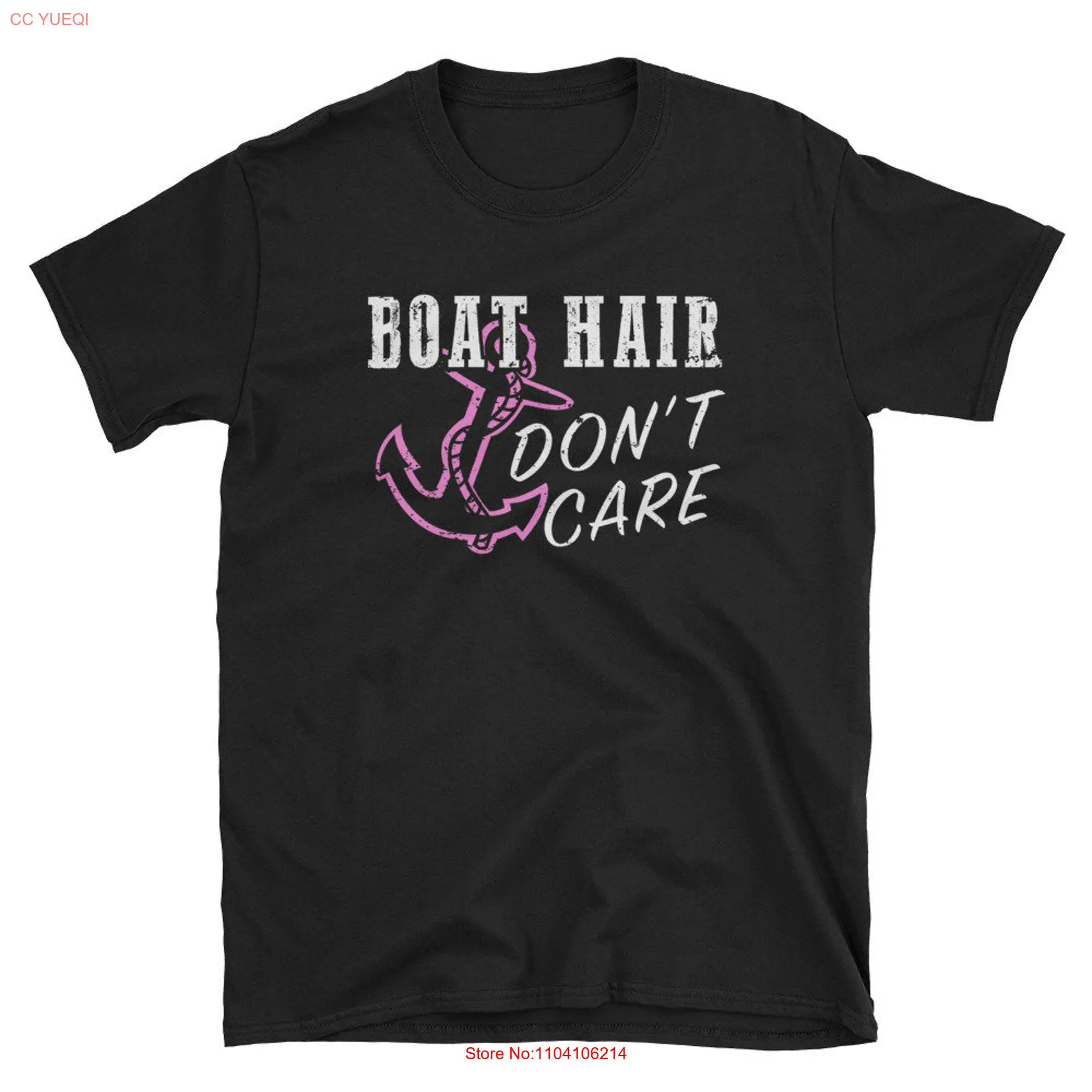 Boat Hair Don't Care T Shirt Anchor Love Boating Sailing Women  long or short sleeves