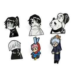 Jujutsu This Kaisen Series Enamel Pin Fantasy Anime Cute Character Black White Comic Style Coat Lapel Badge Jewelry Gifts