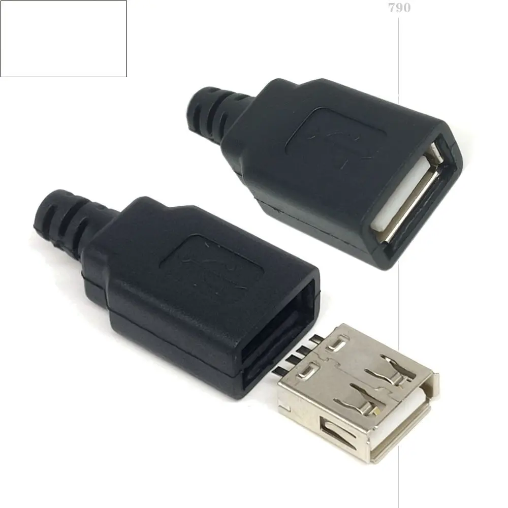 Prise USB de type A avec couvercle en plastique noir, prise à 4 broches, chaud, nouveau, 5 pièces, 10 pièces