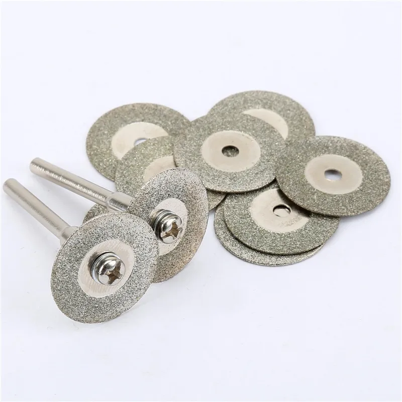 

10pc Diamond Discs +2pcs Arbor Shaft 20mm Thin Grinding Slice MINI Cutoff Wheel Refine Jade jewelry making Craft Rotary Tools