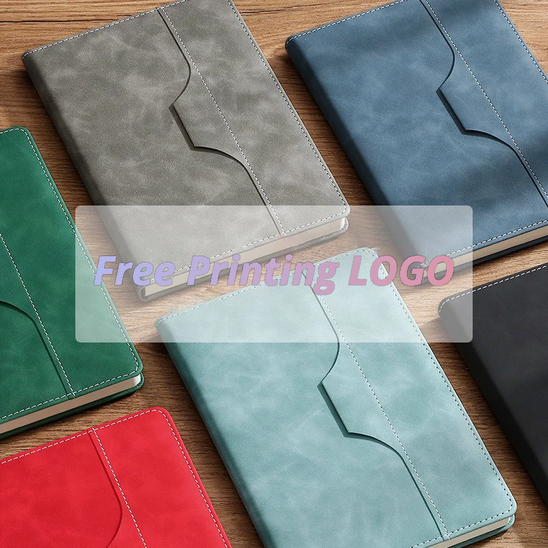 A5 B5 ปรับแต่งโน้ตบุ๊คหนัง PU พร้อมปากกาผู้ถือฟรีพิมพ์โลโก้ Office Notepad ธุรกิจ Enterprise สมุดบันทึกหมายเหตุ