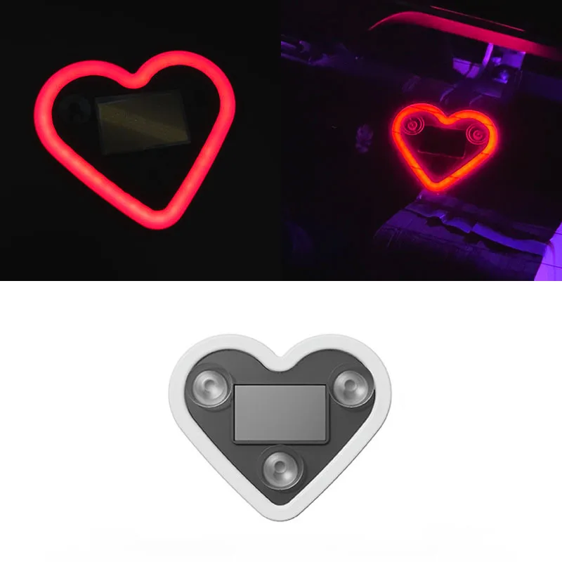 Universal Car Solar Heart-shaped Light Car Window LED Peach Heart Atmosphere Lamp for Car Exterior Interior Decoration