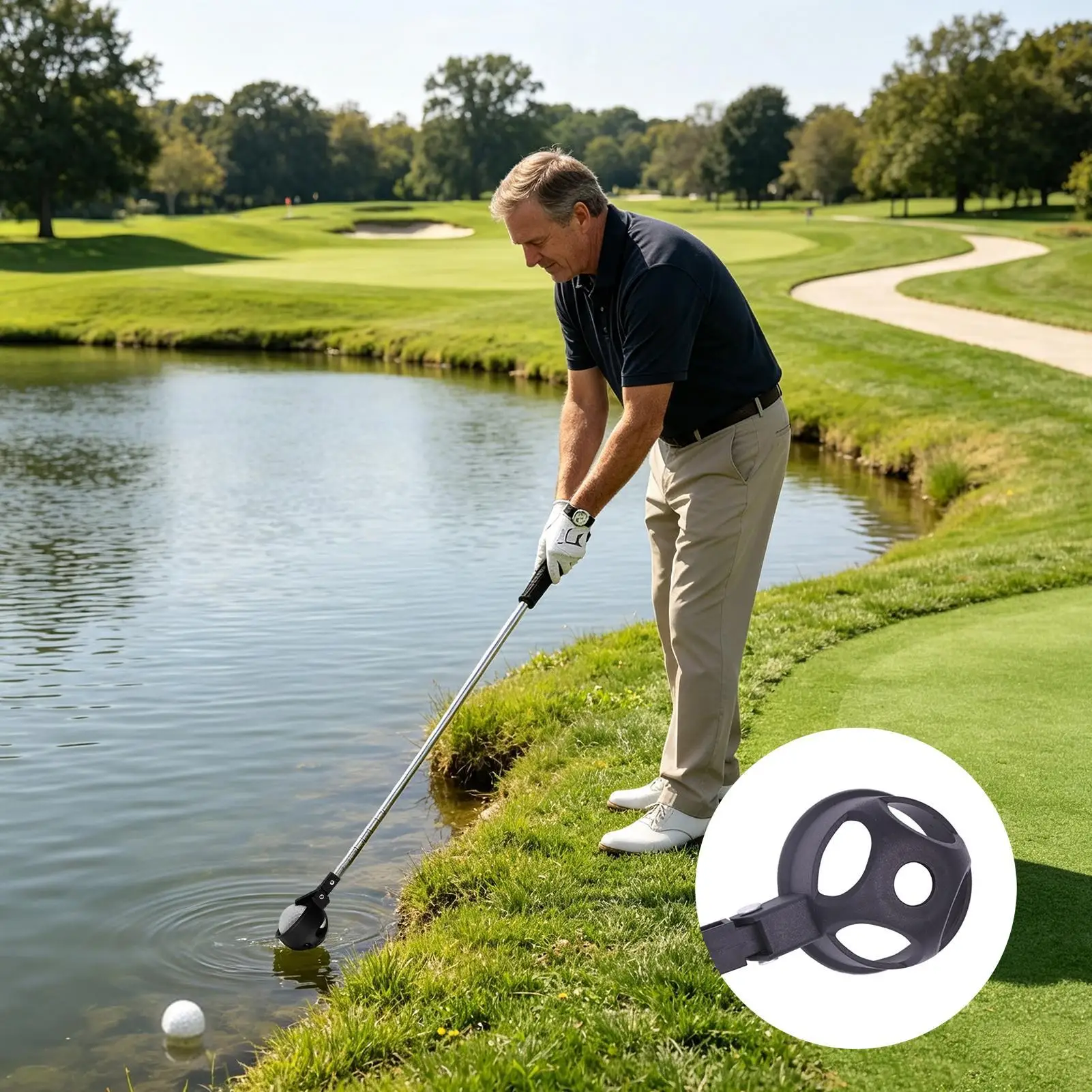 Golf Ball Picker With Retractable 8-Section stainless steel ball picking rod picker convenient ad extendable ball picking device
