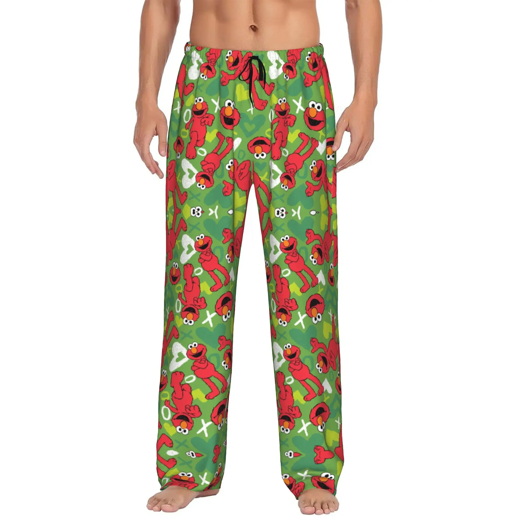 Custom Men Cookies Anime Monsters  Pajama Pants Printed Elmo Cartoons Sleep Sleepwear Bottoms with Pockets