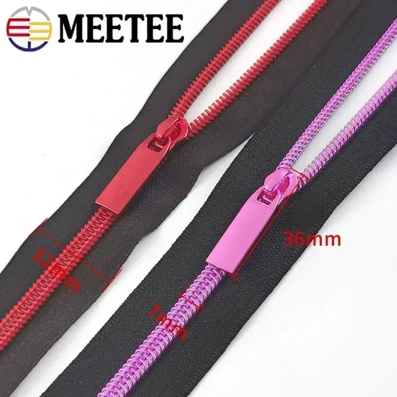 2/3/4M Meetee 5# Nylon Zippers + Zipper Slider Head Pulls Plastic Coil Zip Closures for Sewing Clothes Repair Kit Accessories