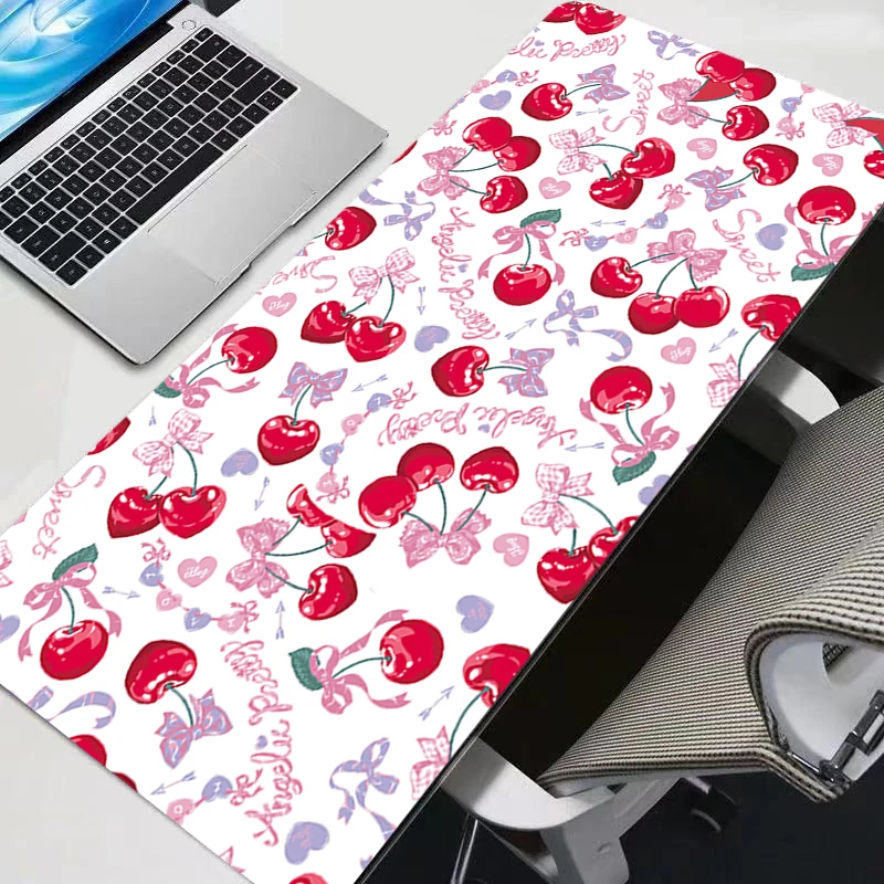 

Rubber Mouse Pad Anime Gamer Computer XXL Mousepad Cream Cherry Pattern Gaming Accessories Tablet Varmilo Keyboard Pad Mausepad