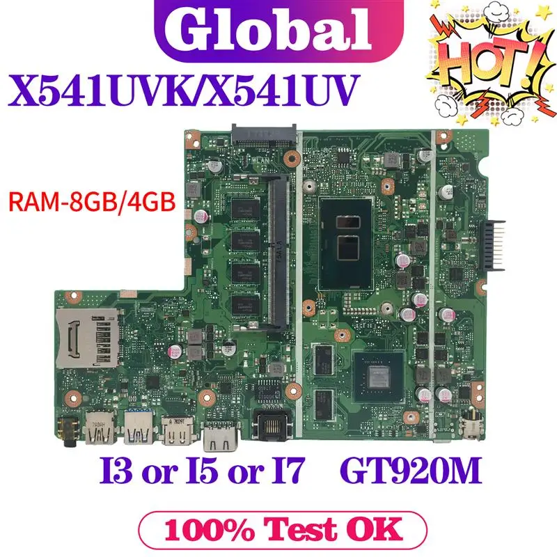 

Top X541UV Laptop Motherboard For ASUS X541UJ X541UVK X541U F541U A541U Mainboard I3 I5 I7 CPU GT920M 4GB/8GB-RAM MAIN BOARD