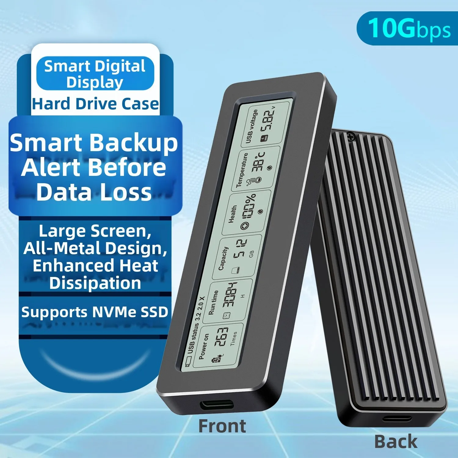 Hard Disk Enclosure NVME-protocol Digital Digital Health Detection PCI-E High-Speed M.2 Solid-state Mobile Hard Disk Enclosure