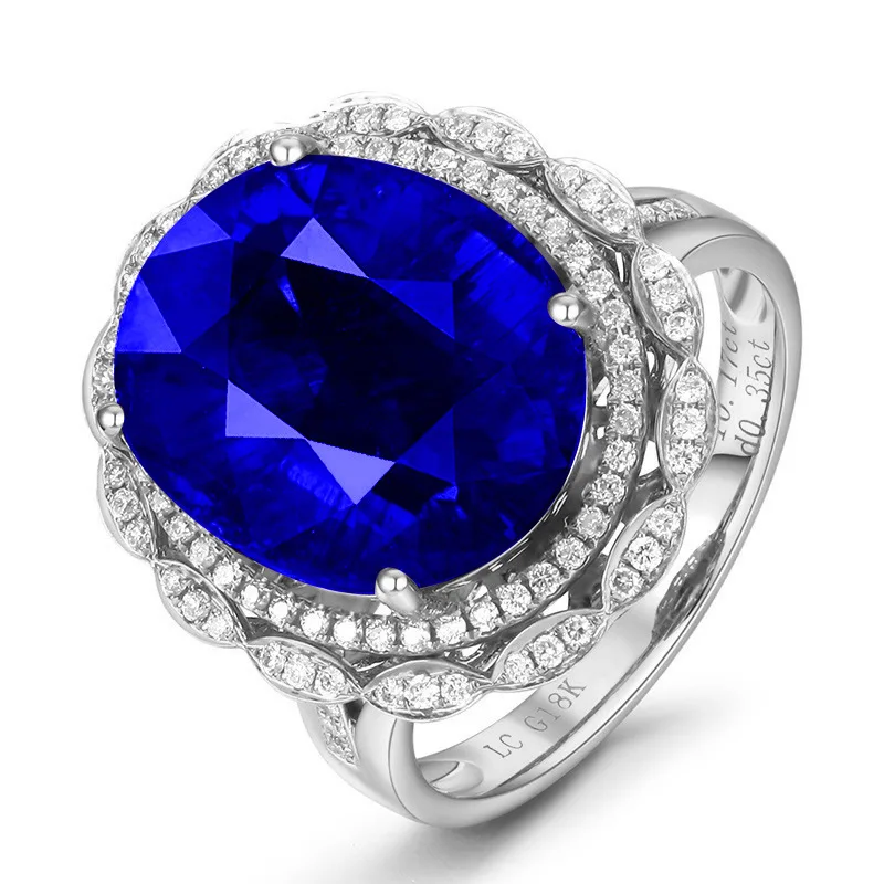 S925 sterling silver ring new luxury pigeon blood engagement live full diamond micro-set ring woman