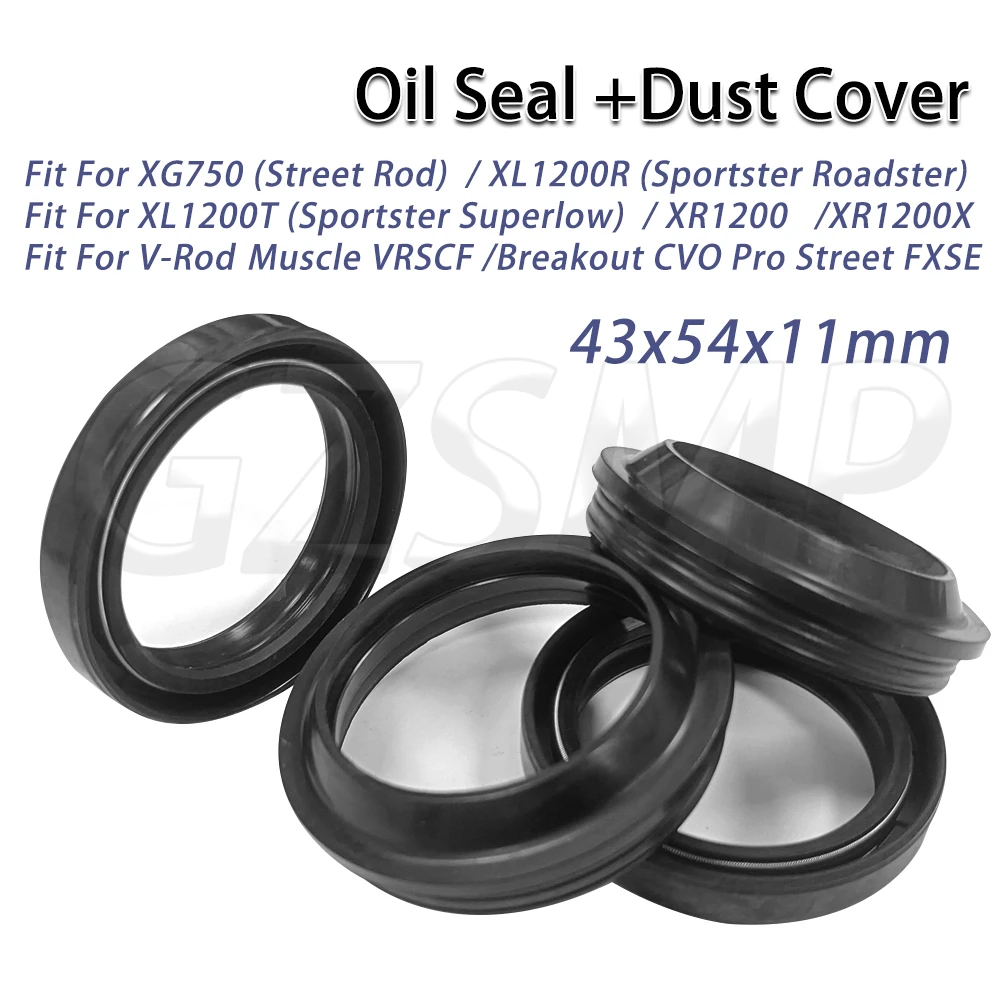 

Front Fork Oil Seal 43x54x11 Dust Cover fit For harley Sportster 1200 R T Street Rod Breakout CVO V-Rod Muscle VRSCF