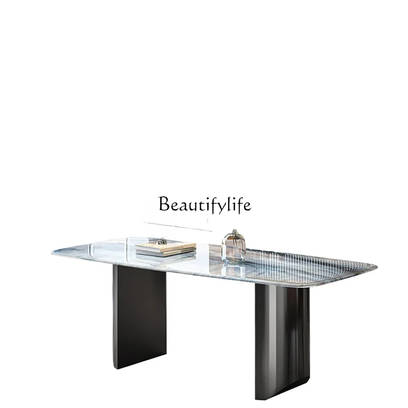 Italian-Style Light Luxury Transparent Super Crystal Stone Dining Table Simple Home Rectangular Luxury Stone Dining Table