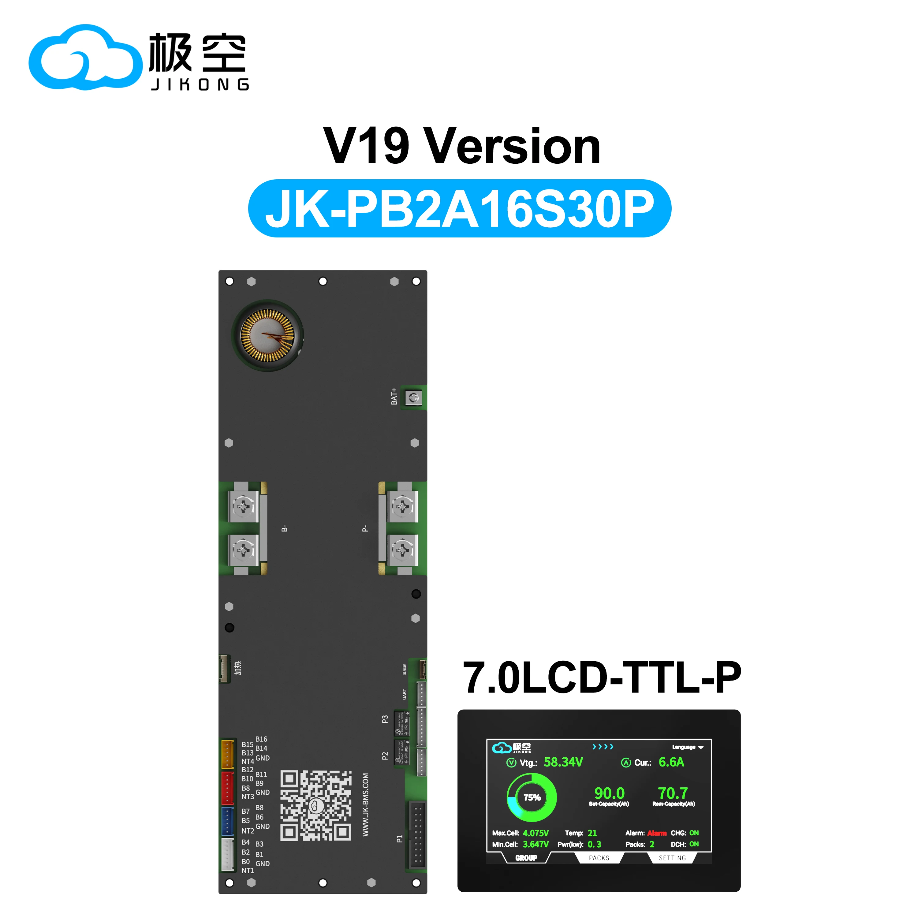 JIKONGBMSV19JK-PB2A16S30P7.0LCDSmartBMS300ALi-ion/Lifepo4/LTOBatteryHouseholdEnergyInverterBMSActiveBalancer2A-AliExpress44