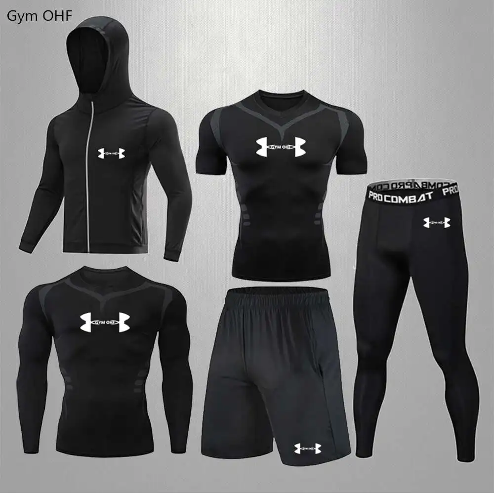 T-shirt de compression à séchage rapide pour hommes, survêtement imbibé de sueur, vêtements de course de gym, combinaisons de sport, Rashguard MMA,