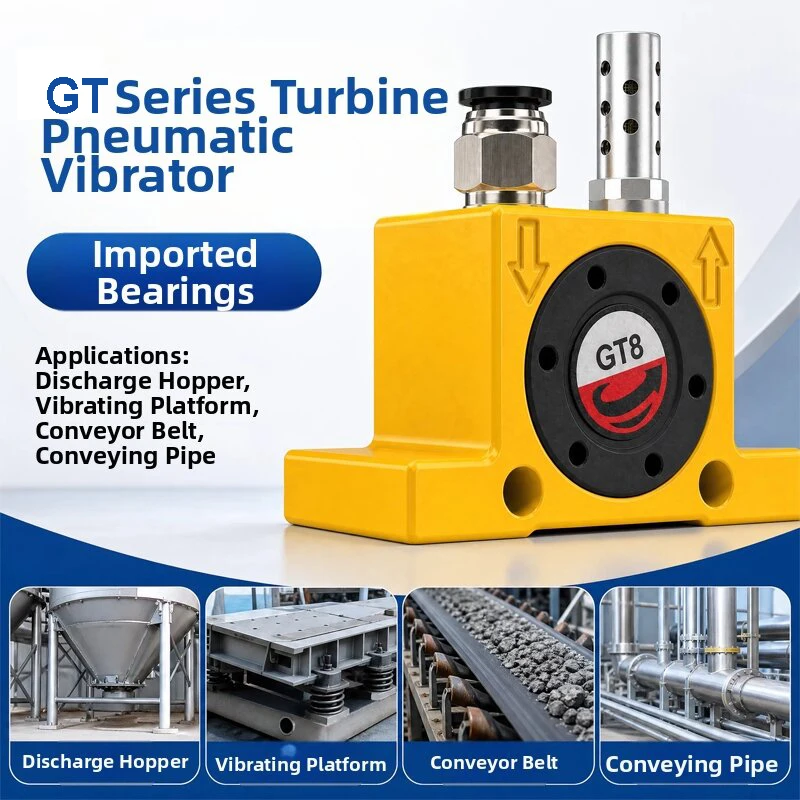 GT Series Dust Proof Pneumatic Turbine Vibrator Air Powered Industrial Vibrator for Hopper Silo Conveyor