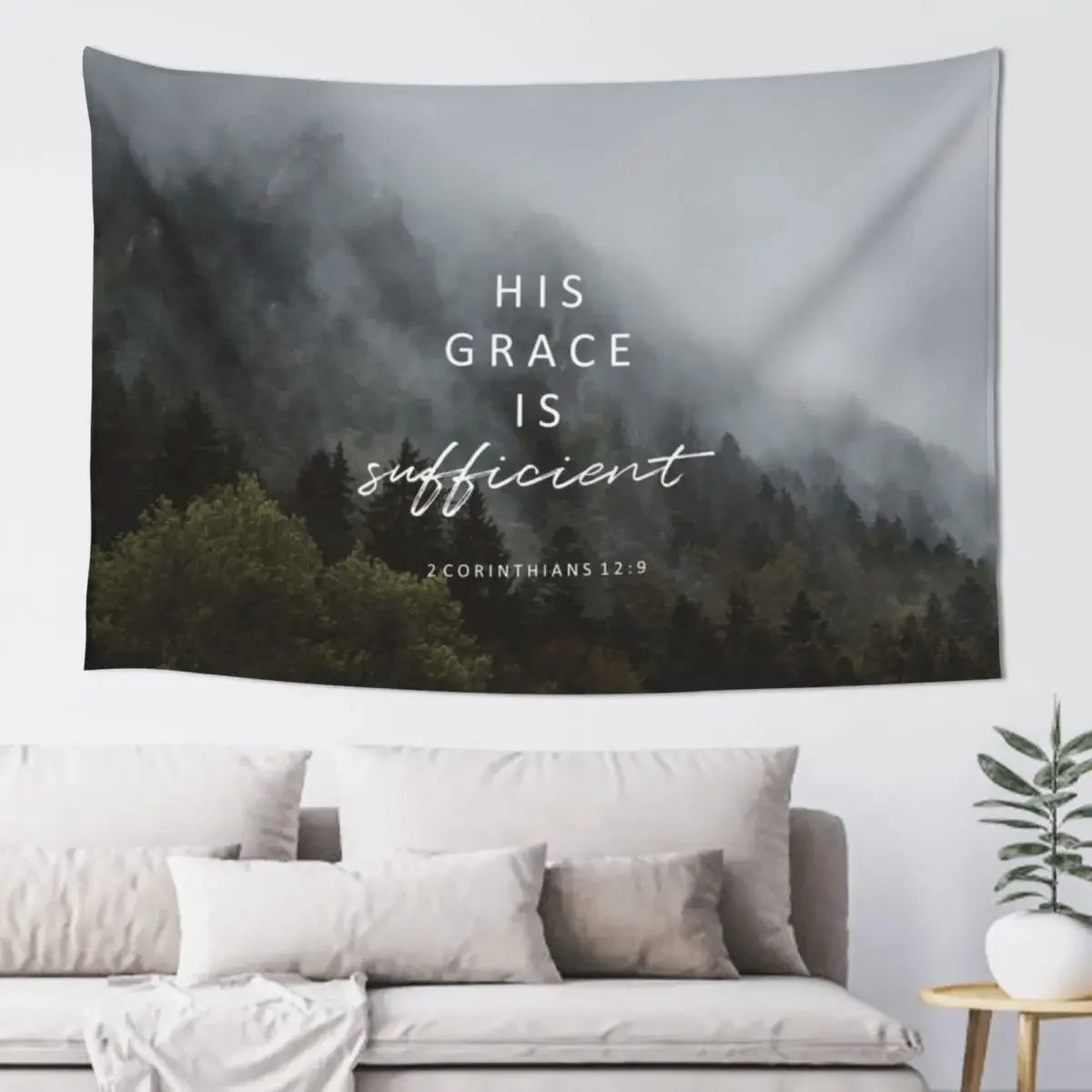 His grace is sufficient Tapestry Wallpaper Wall Deco Room Decor Korean Style Funny Tapestry