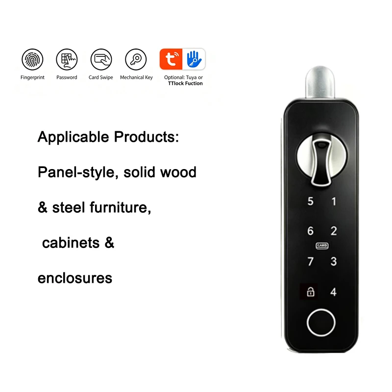 Embedded Electronic Cabinet Lock F06｜Fingerprint‑Password‑IC Card‑Key‑Tuya APP Smart Drawer Latch for Cabinets & Lockers