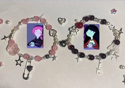Handmade Princess Bubblegum and Marceline Matching Bracelet | Y2K coquette charms Aesthetic | gift ideas | adventure time gift