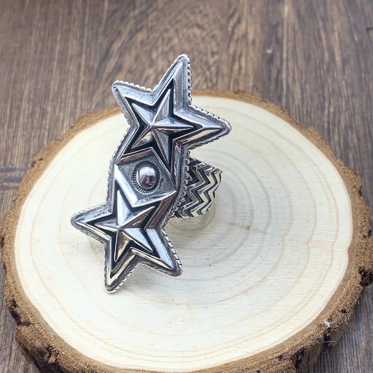 

Punk hip hop exaggerated 925 sterling silver thai silver stylish ring asian five-pointed star domineering men wide version ring