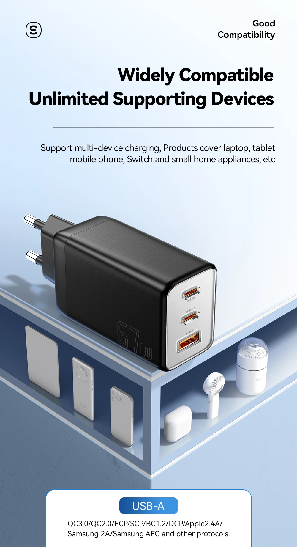 Essager 67 W GaN USB-C Ladegerät PD 3.0 QC 3.0 Schnellladung für iPhone 16 15 Pro Max Xiaomi Samsung Huawei Mate 70 Laptops Ladegeräte – Detail 4