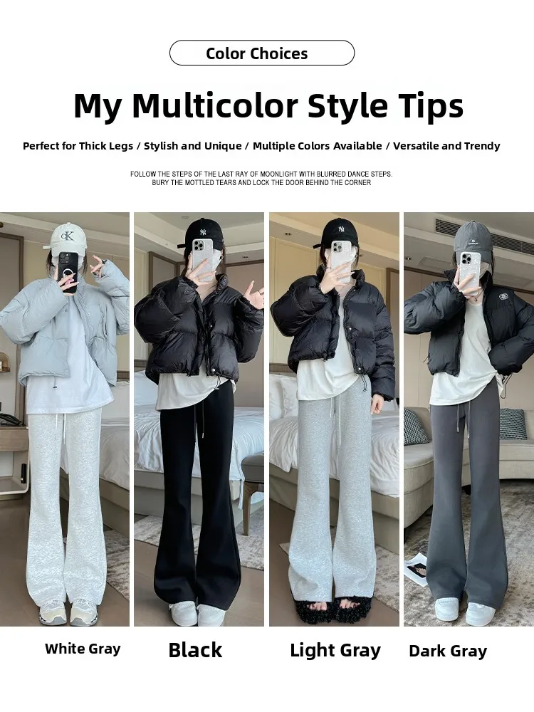 Calça esportiva fena de cintura alta, forro de lã, slim fit, calça capri casual, micro calça larga, primavera, outono e i...