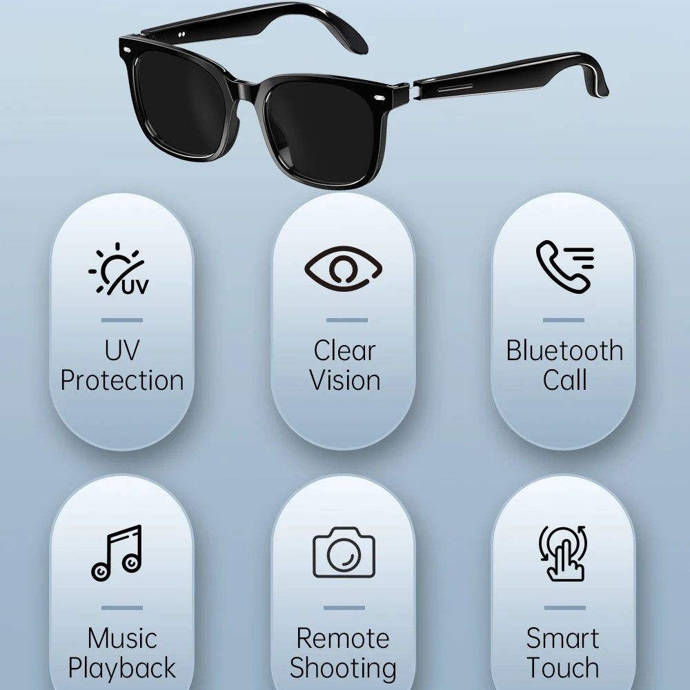 Photochromic Glasses Women Sunglasses UV/Blue Light Protection Voice Call Smart Glasses Men Remote Shooting Eyewear Play Music