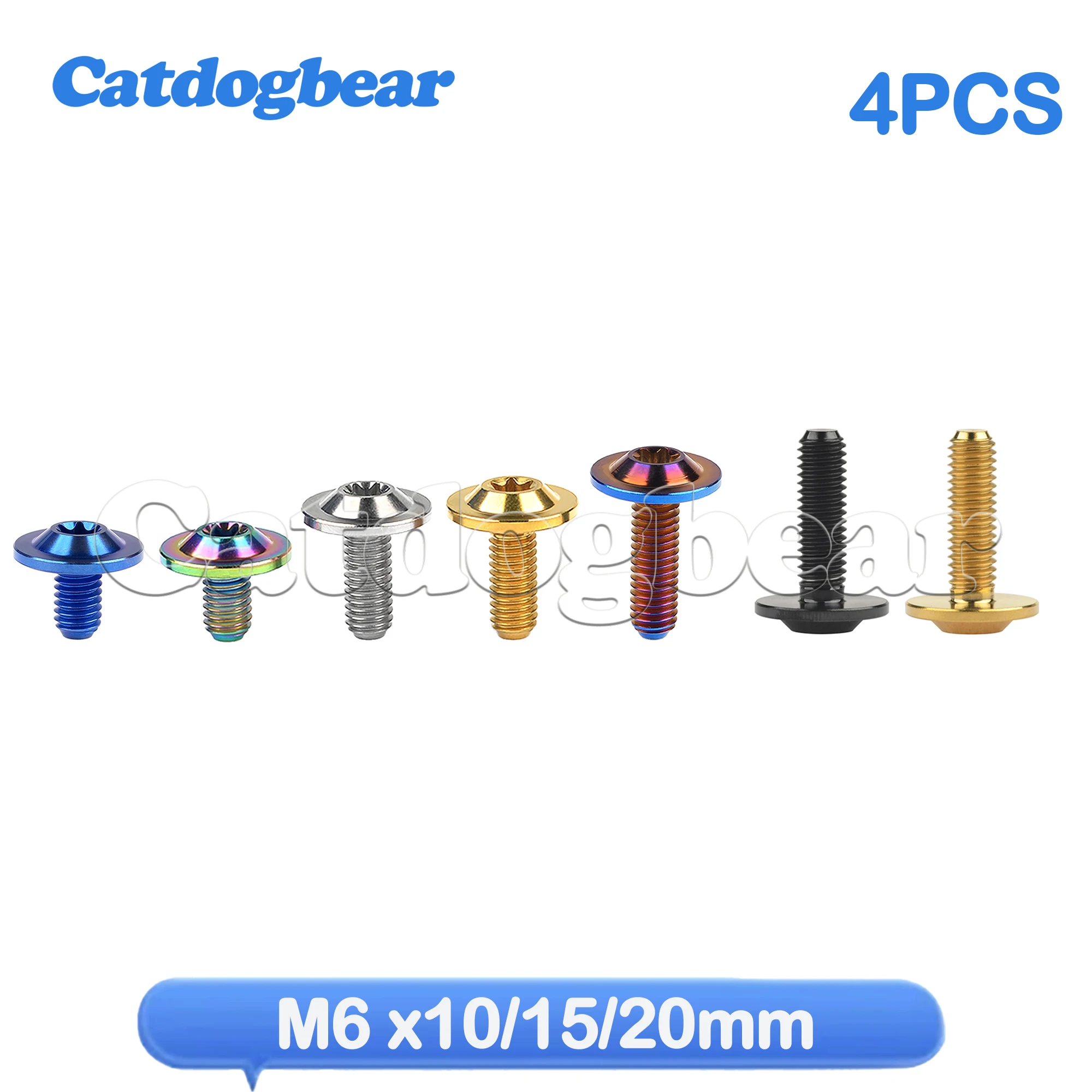 Catdogbear 4PCS Titanium Bolts M6X10 15 20mm T30 Torx Head Screws For Ride Brake Level Bar Bike Screw Fasteners