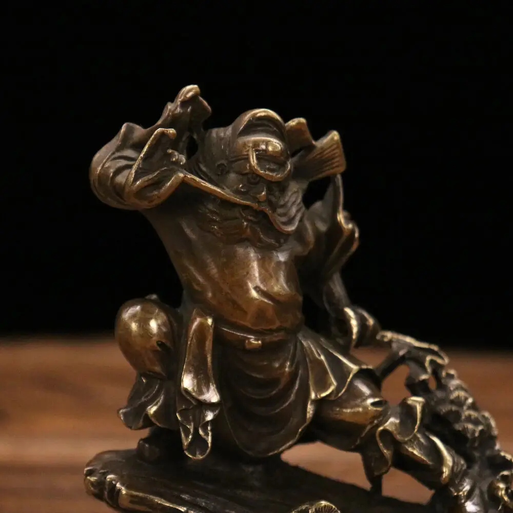 Collect Chinese bronze copper hand made Zhong Kui bewitched demons statue