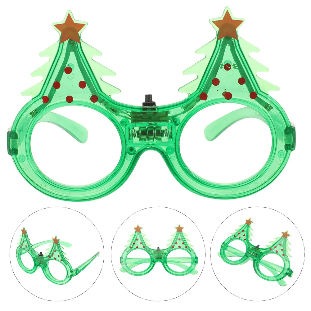 

2Pcs Christmas Tree Light Up Glasses Fun Holiday Costume Party Glasses Christmas Photo Booth Props Creative Festival Accessories