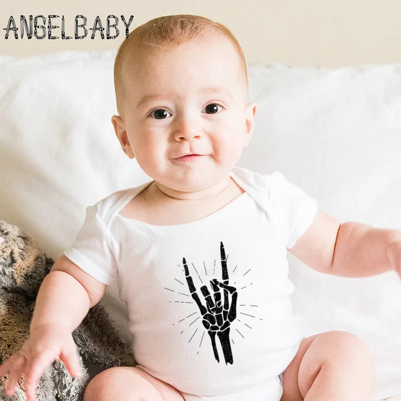 

Infant Bodysuits Skeleton Rock and Roll Cool Newborn Baby Romper Summer Jumpsuit Outfits Onesie Toddler Boys Girls Clothes Gift