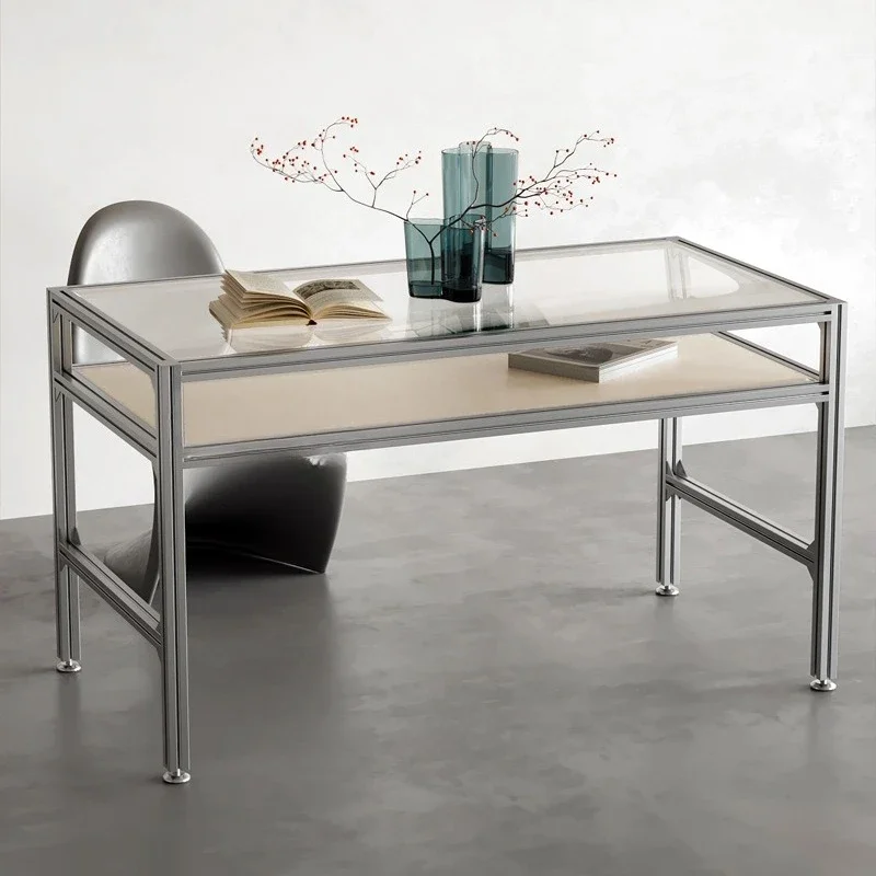 Home desk Living room desk Metal glass table Aluminum profile Writing desk Home dining table