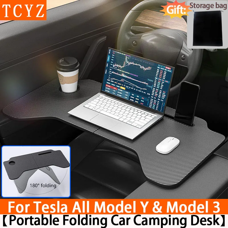

For New Tesla Model Y 3 Juniper Highland 2017-2026 Car Steering Wheel Desk Foldable Tray Food Desk Portable car Office Table