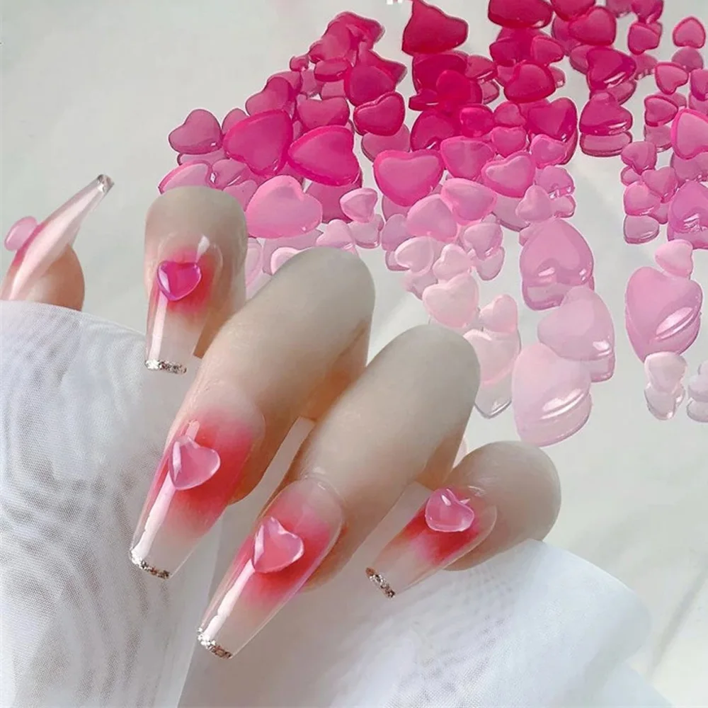 100pcs Bowknot Love Nail Art Decoration 3D Charms UV Light Color-Changed Rose Flowers Nail Rhinestone DIY Manicure Accessories