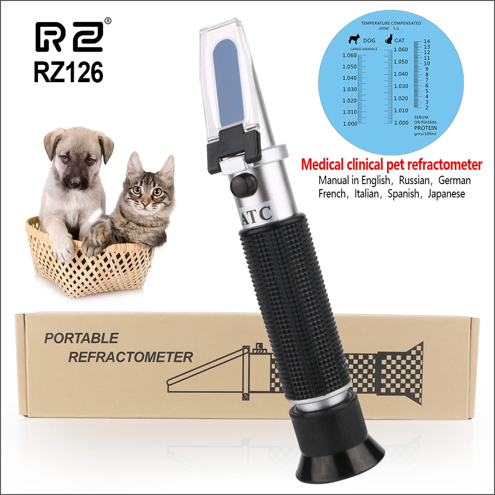 RZ Pet Refractometer Urine Specific Gravity Meter Veterinary Pet Serum Plasma Protein Hemoglobin Tester Handheld Refractometer