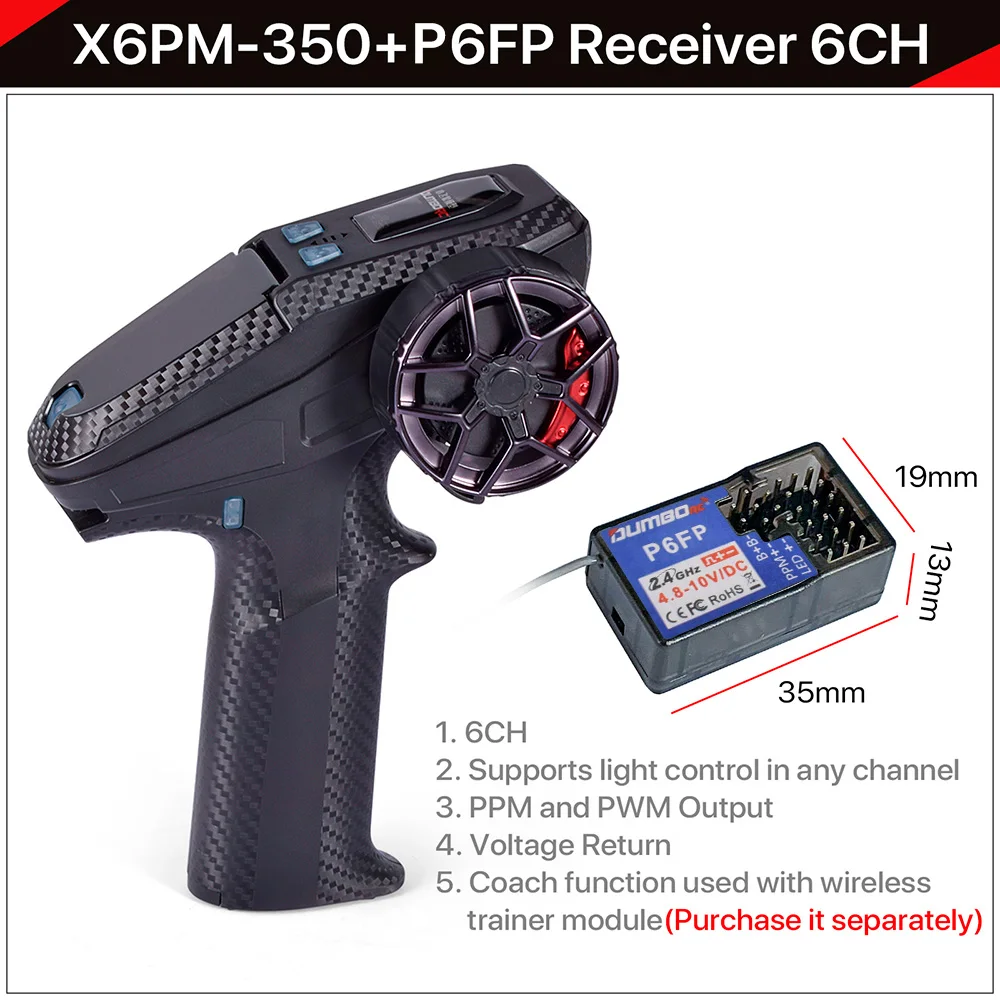 DUMBORC X6PM-350 RC Zender Ontvanger Kit BL3F/X6FG/X6FP/X4FMG 2.4GHZ RC Controller 6CH Gyro Universele RC Auto Afstandsbediening - afbeelding 1