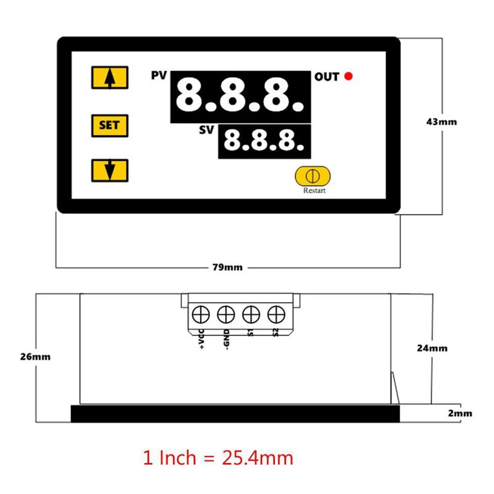 LCDデジタル温度コントローラー,サーモスタット,温度スイッチ,79x43x26mm, 3個,w3230