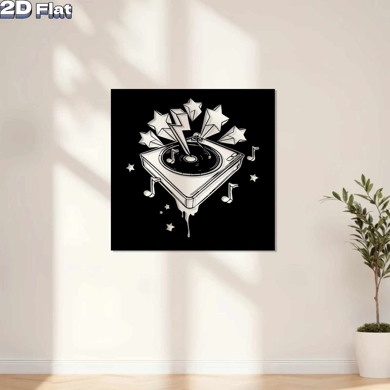 Metal Wall Art Retro Turntable Vinyl Player Iron Rust Resistant Rustic Hanging Music Decor for Living Room Garden Fence Gift