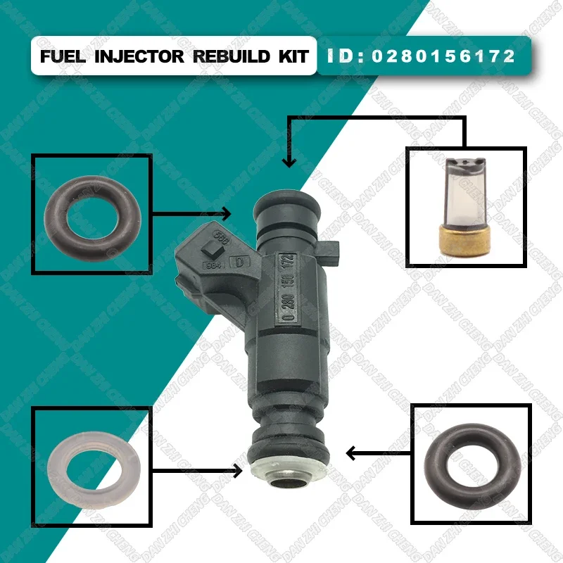 8 set Fuel Injector Service Repair Kit Filters Orings Seals Grommets for Hafei Lobo Zana 0280156172