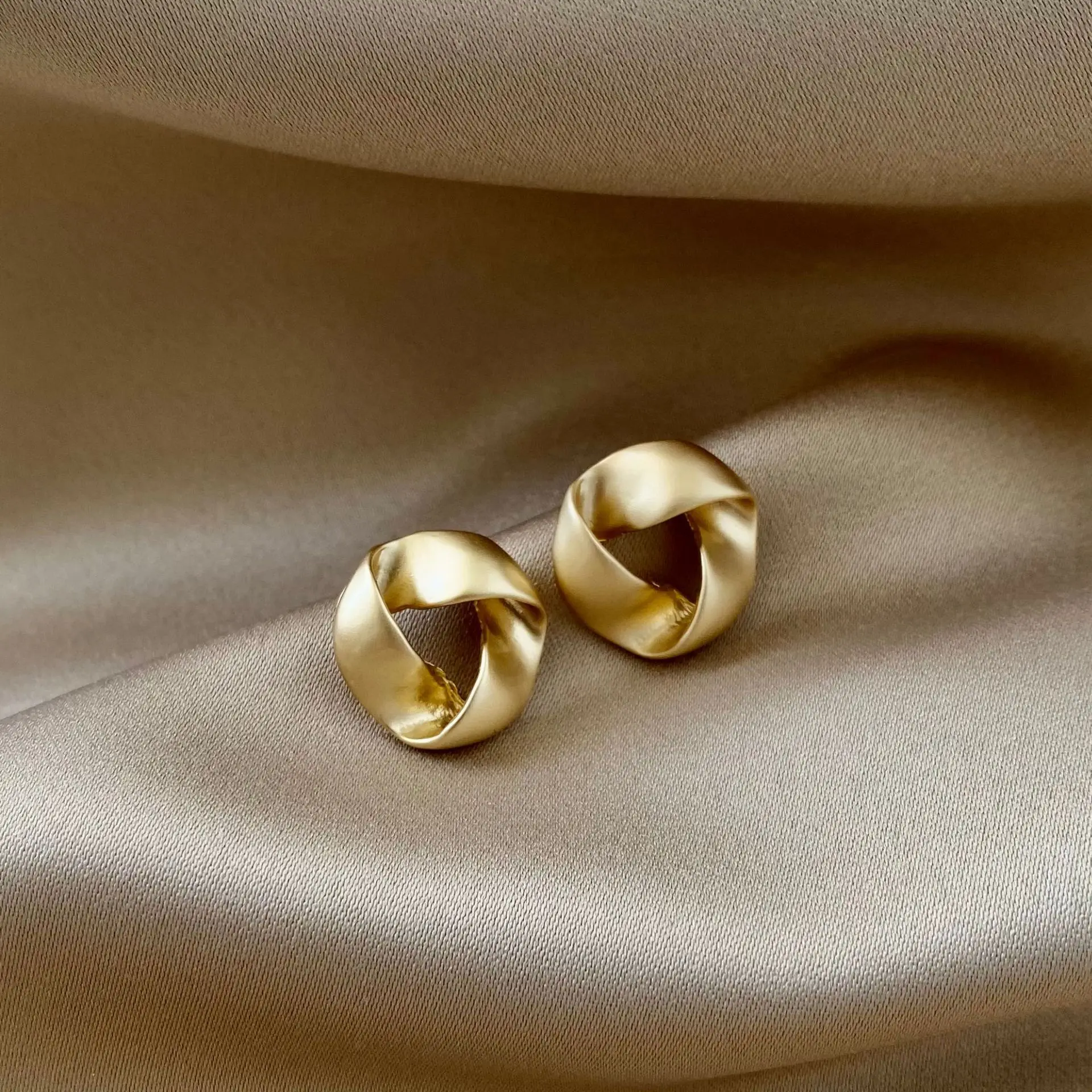 Stud Earrings Knot Triangular Matte Finish Minimalist Silver Post Sleek Lightweight Versatile Elegant Daily Office Party Gift