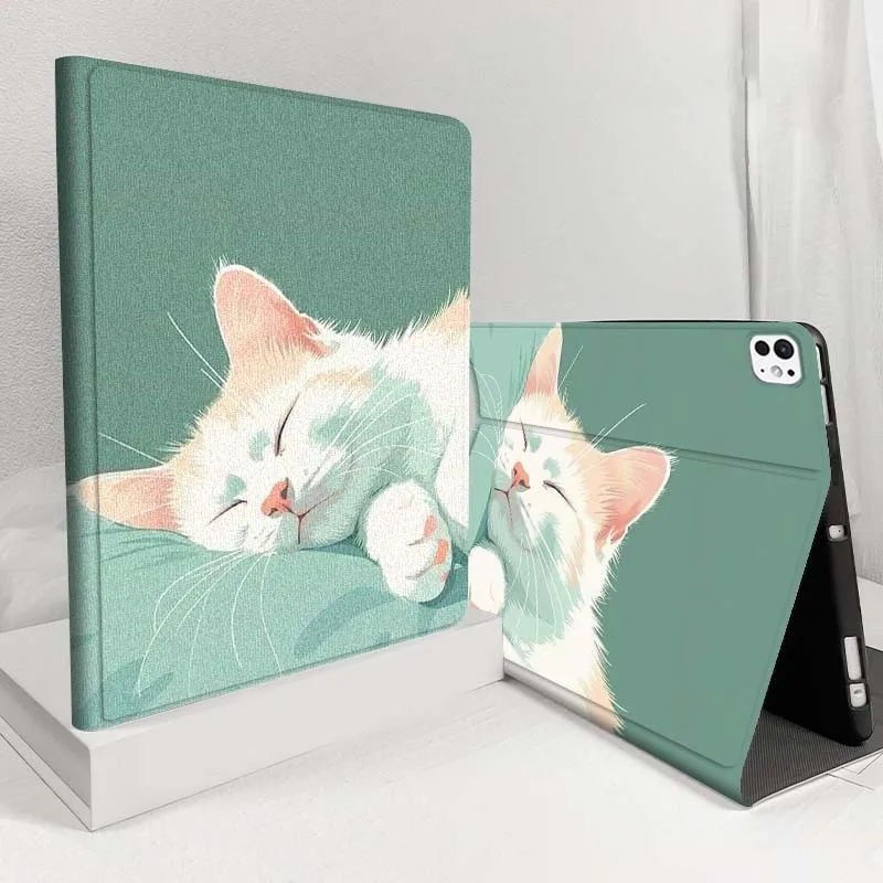 

White cat eyes minimal portrait For iPad Pro Air 5 4 3 13 11 8 7 6 5 10th 7th 6th 10.5 12.9 10.9 Tablet Case
