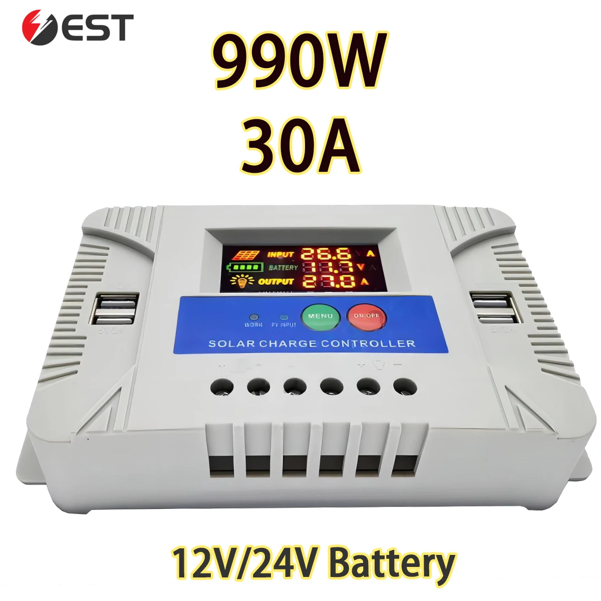 Pwm Charge Controller - 30A Smart Solar Charge Controller 12V/24V