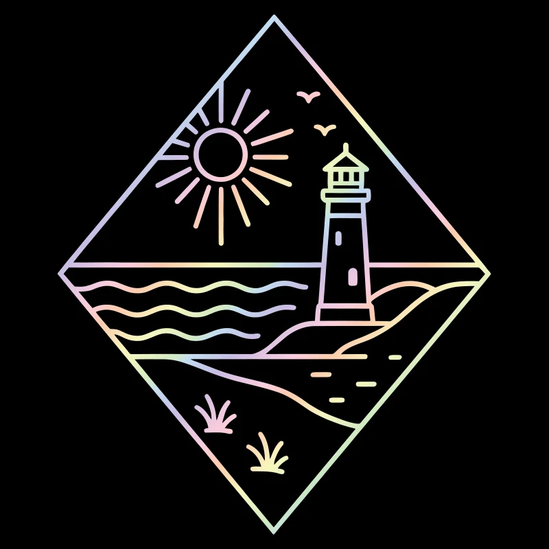 Minimalist Lighthouse Ocean Line Art Car Sticker Decoration Windows Campervan Outdoor Sticker Accessories Waterproof Vinyl Decal