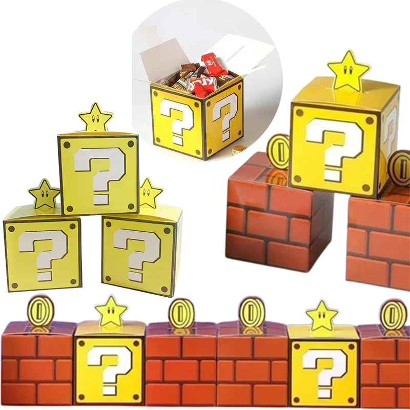 Super Mario Bros boîtes à bonbons Anime boîte-cadeau décoration de fête d'anniversaire enfants cadeau emballage sac fournitures bébé douche faveur sac boîte
