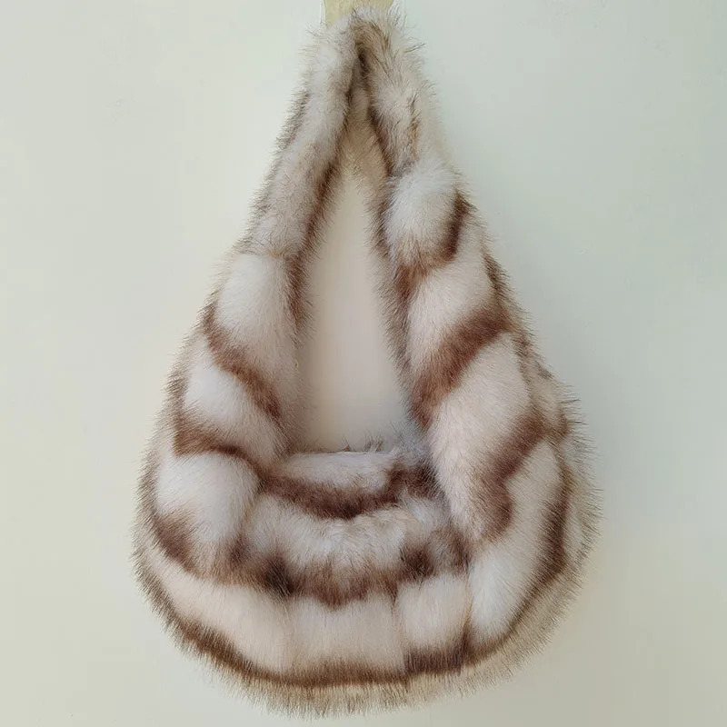 Faux Fur Tote Bag Women's Bucket Plush Luxury Design Ladies Handbags Soft Winter Crossbody Shoulder Bags Bolsa Feminina