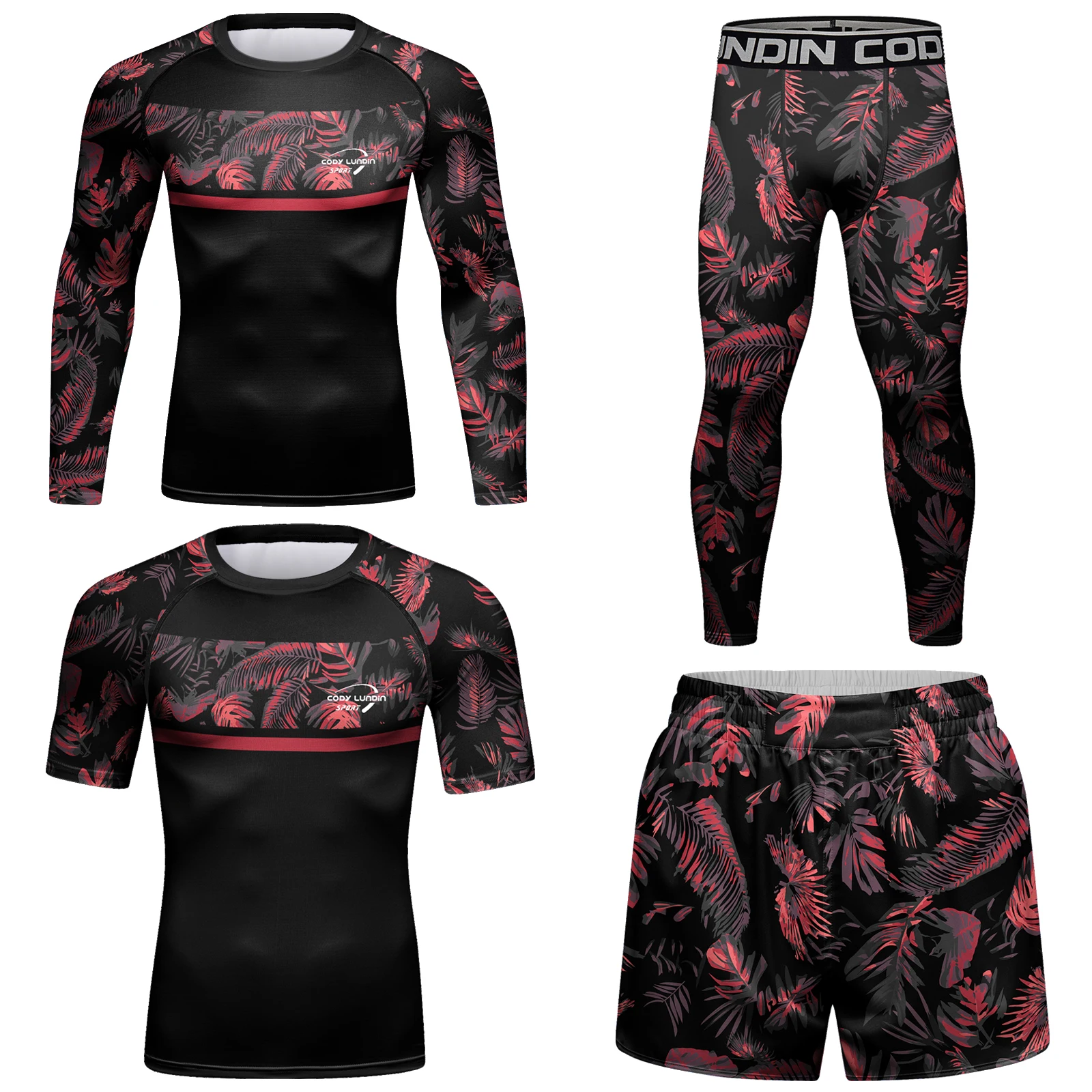 

Boxing Compression MMA T-shirt Men Sport Rashguard Jiu Jitsu Shirts+Shorts Custom Quick-drying Tracksuit Adults Rash Guard Set