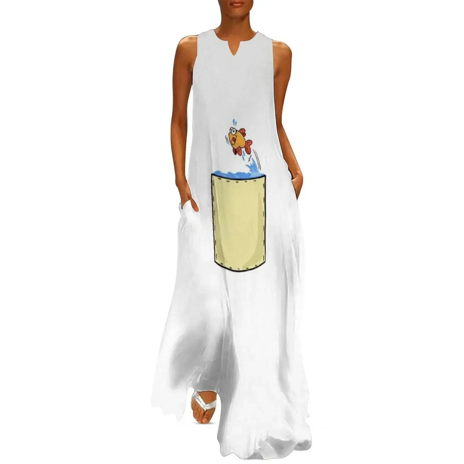 

POCKET JUMPING FISH Long Dress Women's dress chic and elegant evening dress fairy cute