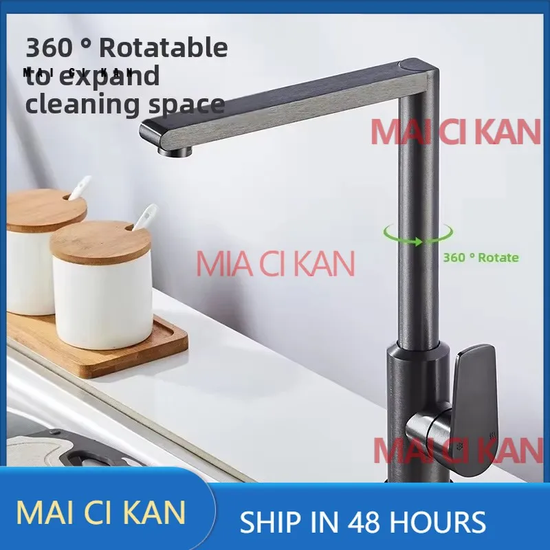 

for kitchen splash proof faucet rotatable space aluminum tap dishwasher compatible hot and cold water mixer with dual control