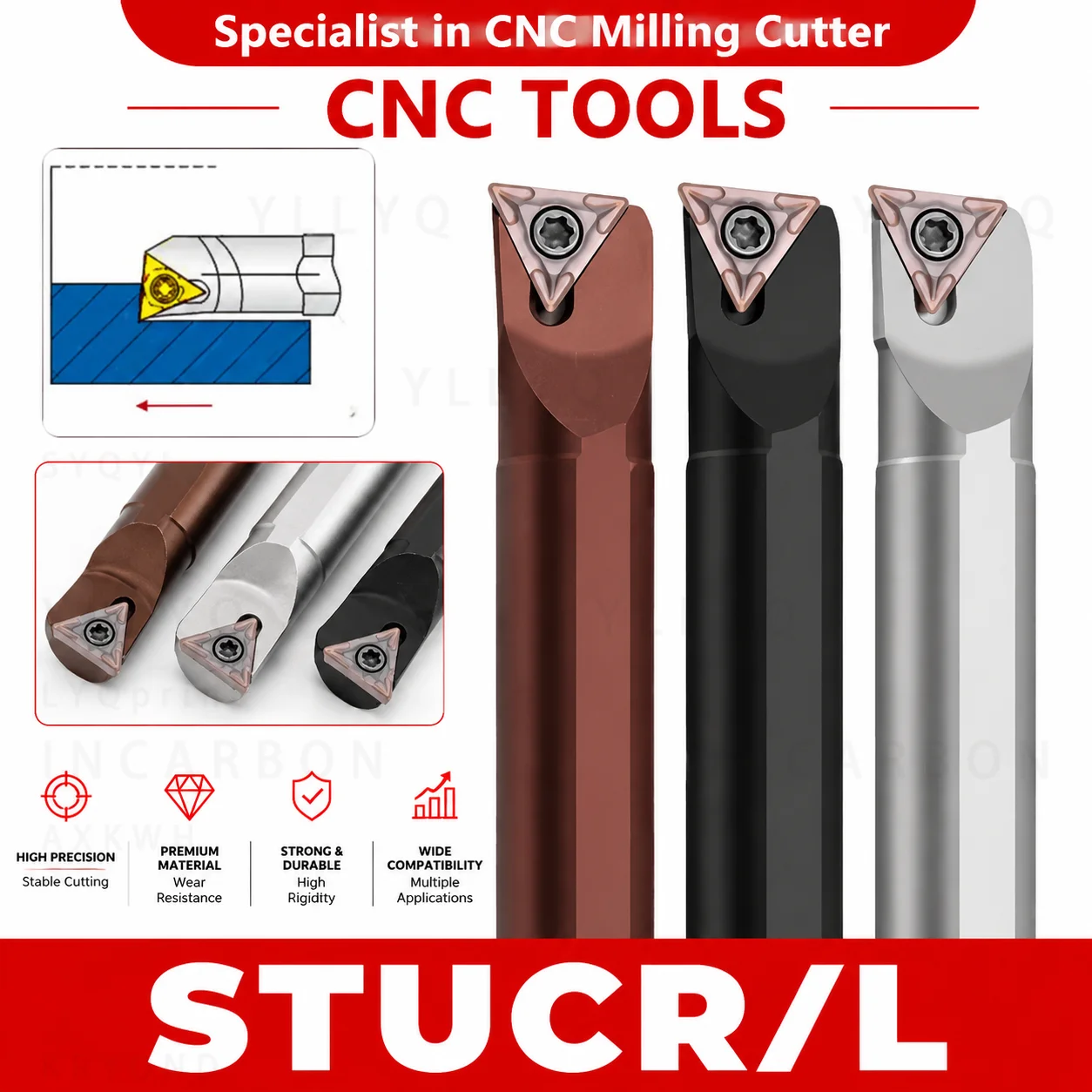 STUCR STUCL Lathe Boring Bar S08K-S32T For TCMT090204 TCMT110204 TCMT16T304 Carbide Insert Internal Turning Holder