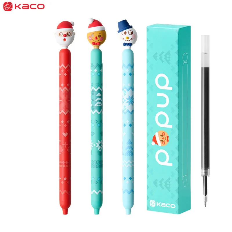 

KACO Christmas Limited Edition Click Гелевая ручка, черные чернила 0,5 мм, милый дизайн снежного дома, плавное письмо для студентов, подарки для журналов