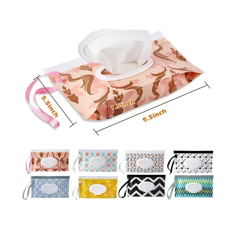 Etui na chusteczki nawilżane dla niemowląt EVA Flip Cover Tissue Box Cute Snap-Strap Refillable Wet Wipe Bag Portable Outdoor Useful Stroller Accessory — zdjęcie 3